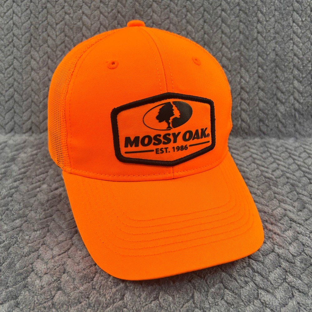 Mossy Oak Logo Patch Mens Orange Mossy Oak Trucker Hat Snapback Hunting OSFM